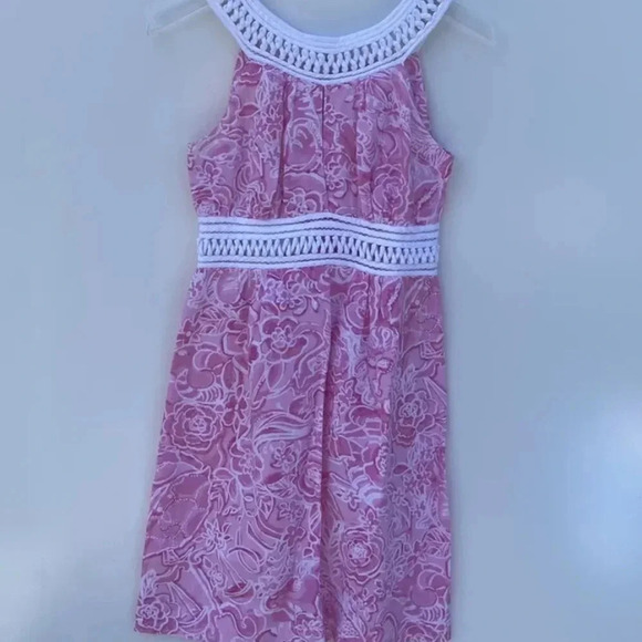 Lilly Pulitzer Brie Pink White Trim Sheath Dress Womens Size 2 (457) - Picture 2 of 6